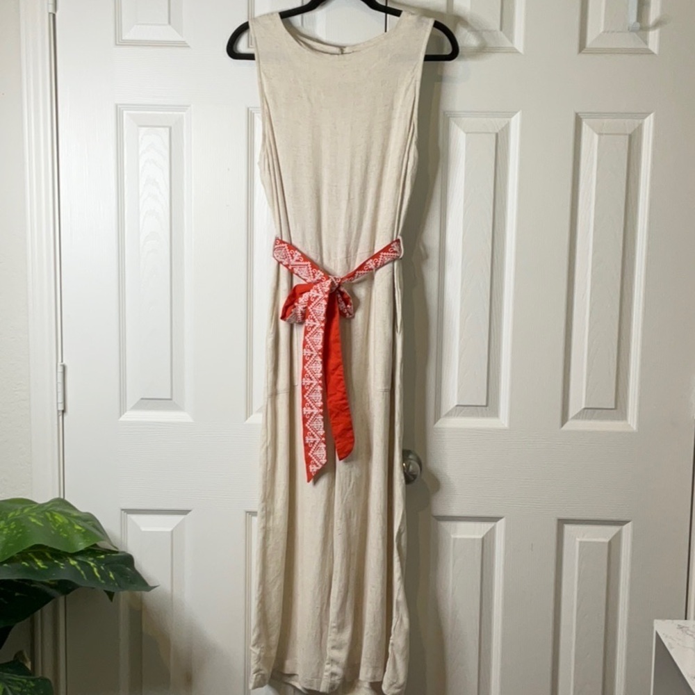 Monteau Los Angeles Women's Romper Linen Blend Pockets Weekend Preppy Size L - Picture 2 of 13